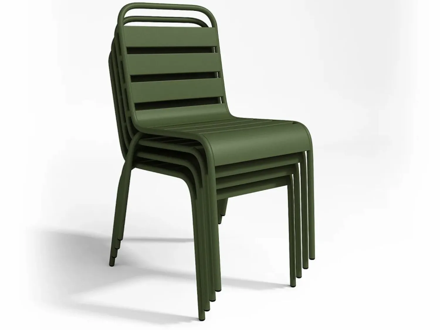 Comedor de jardín de metal una mesa L.160 con 2 sillones y 4 sillas Verde < MYLIA Hot