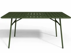 Comedor de jardín de metal una mesa L.160 con 2 sillones y 4 sillas Verde < MYLIA Hot
