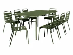 Comedor de jardín metal mesa y 8 sillas apilables - Verde - MIRMANDE de < MYLIA Sale