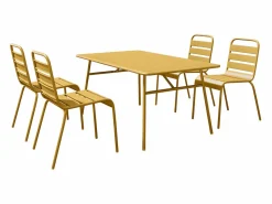 Comedor jardín metal Mesa An. 160 cm y 4 sillas - Amarillo - MIRMANDE < MYLIA Outlet