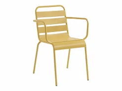 MYLIA Comedores De Jardín * Comedor jardín metal mesa y 8 sillones apilables - Amarillo - MIRMANDE Mostaza