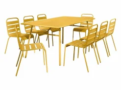 Comedor jardín metal mesa y 8 sillas apilables - Amarillo - MIRMANDE < MYLIA Hot