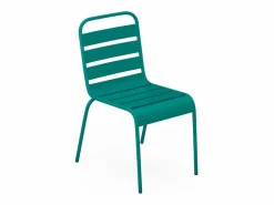 Comedor jardín metal mesa y 2 sillas apilables azul pato - MIRMANDE < MYLIA Outlet