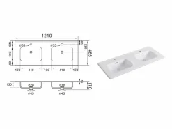 Composición de doble lavabo 5 piezas SOLMIRA < Hot