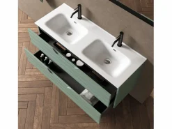 Composición de doble lavabo 5 piezas SOLMIRA salvia <