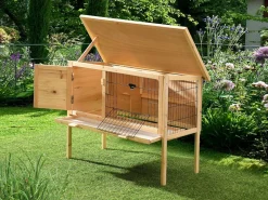 Vente-unique Cama De Animales De Compañía * Conejera con patas para conejos y roedores - Ancho 91 x Prof. 45 x Alt. 70 - LAPIUS Color natural claro