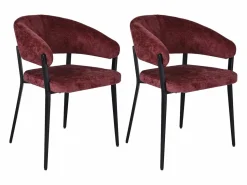 Conjunto de 2 sillas con reposabrazos en tela texturizada y metal negro - Burdeos - AVRELA < Vente-unique Clearance