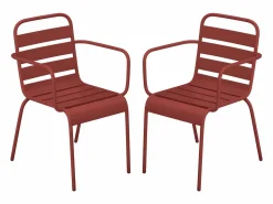Conjunto de 2 sillones de jardín apilables de metal - - MIRMANDE de < MYLIA