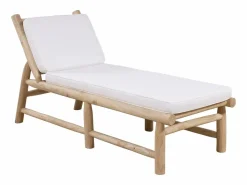 MYLIA Tumbona * Conjunto de 2 tumbonas de teca con colchón - Natural claro y blanco - TULUM de Color natural claro