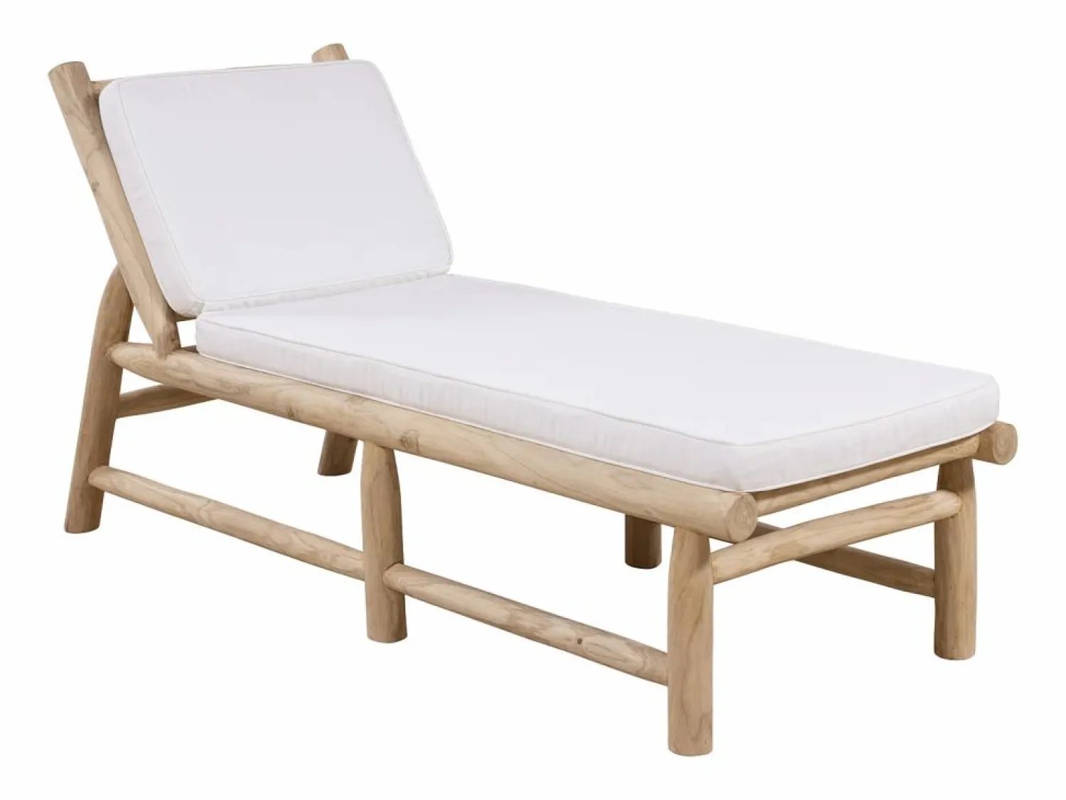 MYLIA Tumbona * Conjunto de 2 tumbonas de teca con colchón - Natural claro y blanco - TULUM de Color natural claro
