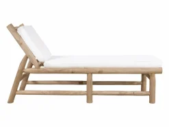MYLIA Tumbona * Conjunto de 2 tumbonas de teca con colchón - Natural claro y blanco - TULUM de Color natural claro