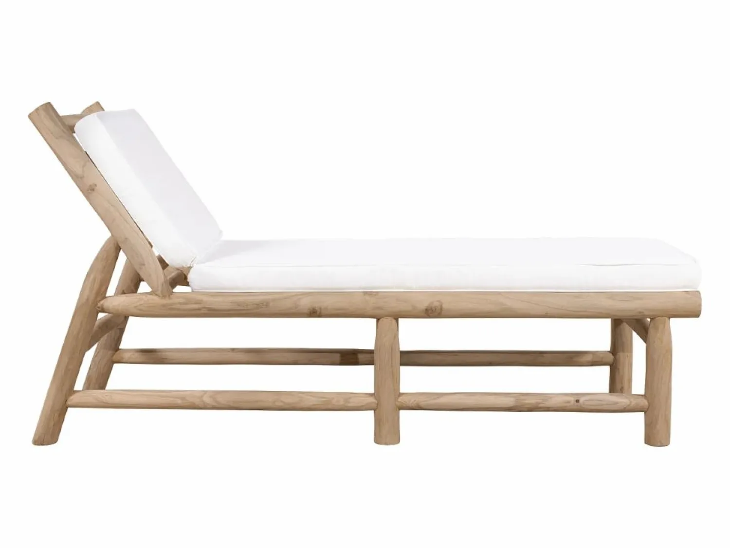 MYLIA Tumbona * Conjunto de 2 tumbonas de teca con colchón - Natural claro y blanco - TULUM de Color natural claro