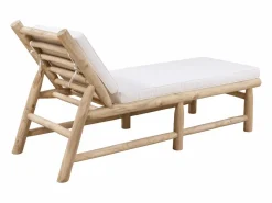 MYLIA Tumbona * Conjunto de 2 tumbonas de teca con colchón - Natural claro y blanco - TULUM de Color natural claro