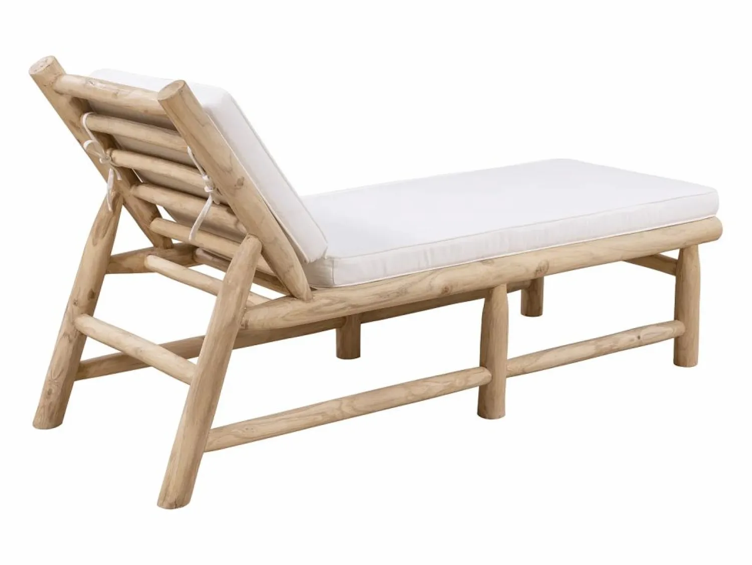 MYLIA Tumbona * Conjunto de 2 tumbonas de teca con colchón - Natural claro y blanco - TULUM de Color natural claro