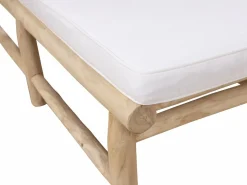 MYLIA Tumbona * Conjunto de 2 tumbonas de teca con colchón - Natural claro y blanco - TULUM de Color natural claro