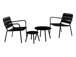 Conjunto de jardín de metal - 2 sillones bajos y mesas apilables - - MIRMANDE < MYLIA Sale