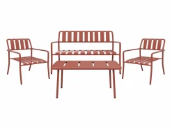 Conjunto de jardín de metal: un banco, 2 sillones bajos y una mesa de centro - - BIRMOS de < MYLIA Outlet