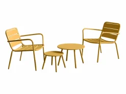 Conjunto de jardín de metal - 2 sillones bajos apilables mesas nido - Amarillo de < MYLIA Hot