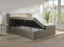 Ysmée Cama Continental Boxspring * Conjunto completo de decoración de dormitorio canapés abatibles - 180 x 200 - Terciopelo - - ORANA Topo