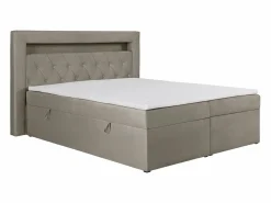 Ysmée Cama Continental Boxspring * Conjunto completo de decoración de dormitorio canapés abatibles - 180 x 200 - Terciopelo - - ORANA Topo