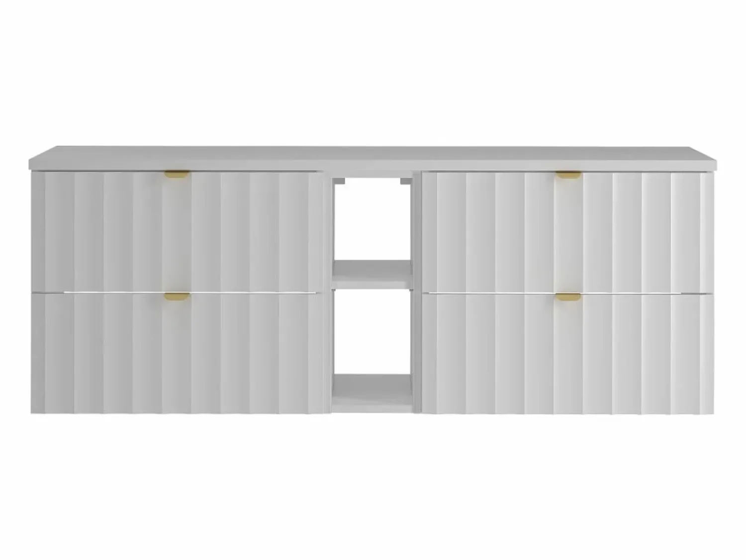 Conjunto de baño 140 cm Armario con encimera Estantería Frentes ranurados Arcos <
