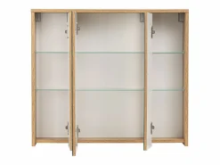 Conjunto De Baño * Conjunto de baño 80 cm Vivien Roble Wotan Columna Armario con espejo Marru00f3n