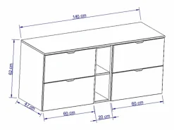 Conjunto de baño de cachemira 140 cm Armario con encimera y estantería Orio < Sale