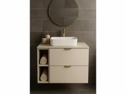 Conjunto de baño de cachemira de 80 cm. Armario con encimera y estantería Orio. < Outlet