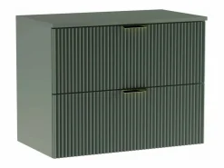Conjunto De Baño * Conjunto de baño 100 cm Armario Encimera Estantería Nogal Columna Frentes ranurados Verde