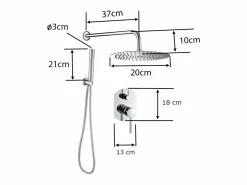 Valaz Columna De Ducha * Conjunto de ducha empotrada monomando redonda NALA oro cepillado Ø 20cm Dorado