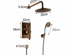 Valaz Columna De Ducha * Conjunto de ducha empotrada monomando a pared FLORINA dorado envejecido 20 cm x 20 cm Dorado / Cobrizo