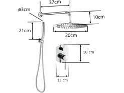 Valaz Columna De Ducha * Conjunto de ducha empotrada monomando redonda NALA cromada Ø 20cm Cromado Plateado