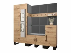 Abiks Möbel Armario De Entrada | Conjunto de guardarropa Artin 13 196/200/46 (Roble/Manila 16)