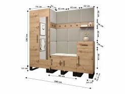 Abiks Möbel Armario De Entrada | Conjunto de guardarropa Artin 13 196/200/46 (Roble/Manila 16)