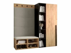 Abiks Möbel Armario De Entrada * Conjunto de guardarropa Miro 1 184/164/42 (Roble/Manila 02) Beige / Color natural claro
