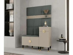 Abiks Möbel Armario De Entrada * Conjunto de guardarropa Palermo 5 200/126/46 (Kashmir/Poso 60) Gris claro / Gris
