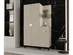 Abiks Möbel Armario De Entrada * Conjunto de guardarropa Palermo 6 200/116/46 (Kashmir/Poso 100) Gris claro / Crema