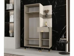 Abiks Möbel Armario De Entrada * Conjunto de guardarropa Palermo 6 200/116/46 (Kashmir/Poso 100) Gris claro / Crema