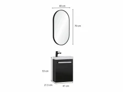 Conjunto de lavabo de pared Nevada con espejo ovalado < Discount