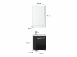 Conjunto de lavabo de pared Nevada con espejo y estante < Hot