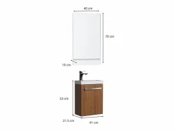 Conjunto de lavabo de pared Nevada con grifo y espejo < Online