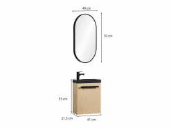Conjunto de lavabo de pared Nevada con espejo ovalado < Online