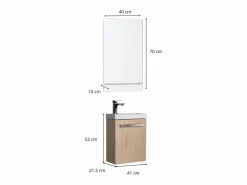 Conjunto de lavabo de pared Nevada con grifo y espejo < Online