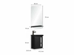 Conjunto de lavabo HAMPTON con almacenamiento lateral y estante de espejo < Online
