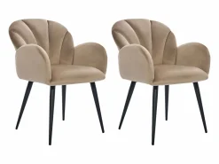 Conjunto de 2 sillas con brazos de terciopelo y metal negro - - LANSENA < Vente-unique Sale