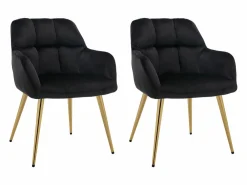 Conjunto de 2 sillas con reposabrazos de terciopelo y metal dorado - - PEGA < Vente-unique Online