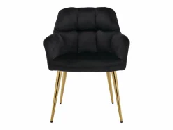 Conjunto de 2 sillas con reposabrazos de terciopelo y metal dorado - - PEGA < Vente-unique Online