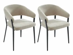 Conjunto de 2 sillas con reposabrazos de tela y metal negro - - AVRELA < Vente-unique