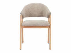 Conjunto de 6 sillas con reposabrazos en tejido bouclé y madera de caucho - Taupe y natural - SOLUNA < Vente-unique Outlet
