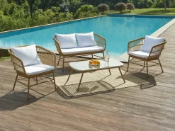 Conjunto de 2 sillones de jardín de resina trenzada - Natural claro - LOUSINI de < MYLIA Hot